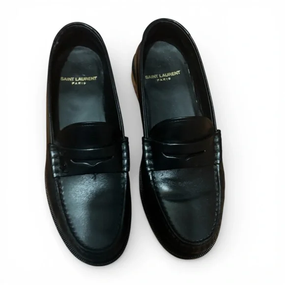 Saint Laurent YSL New Asti Leather Penny Loafers Black 36 NIB - Picture 4 of 6